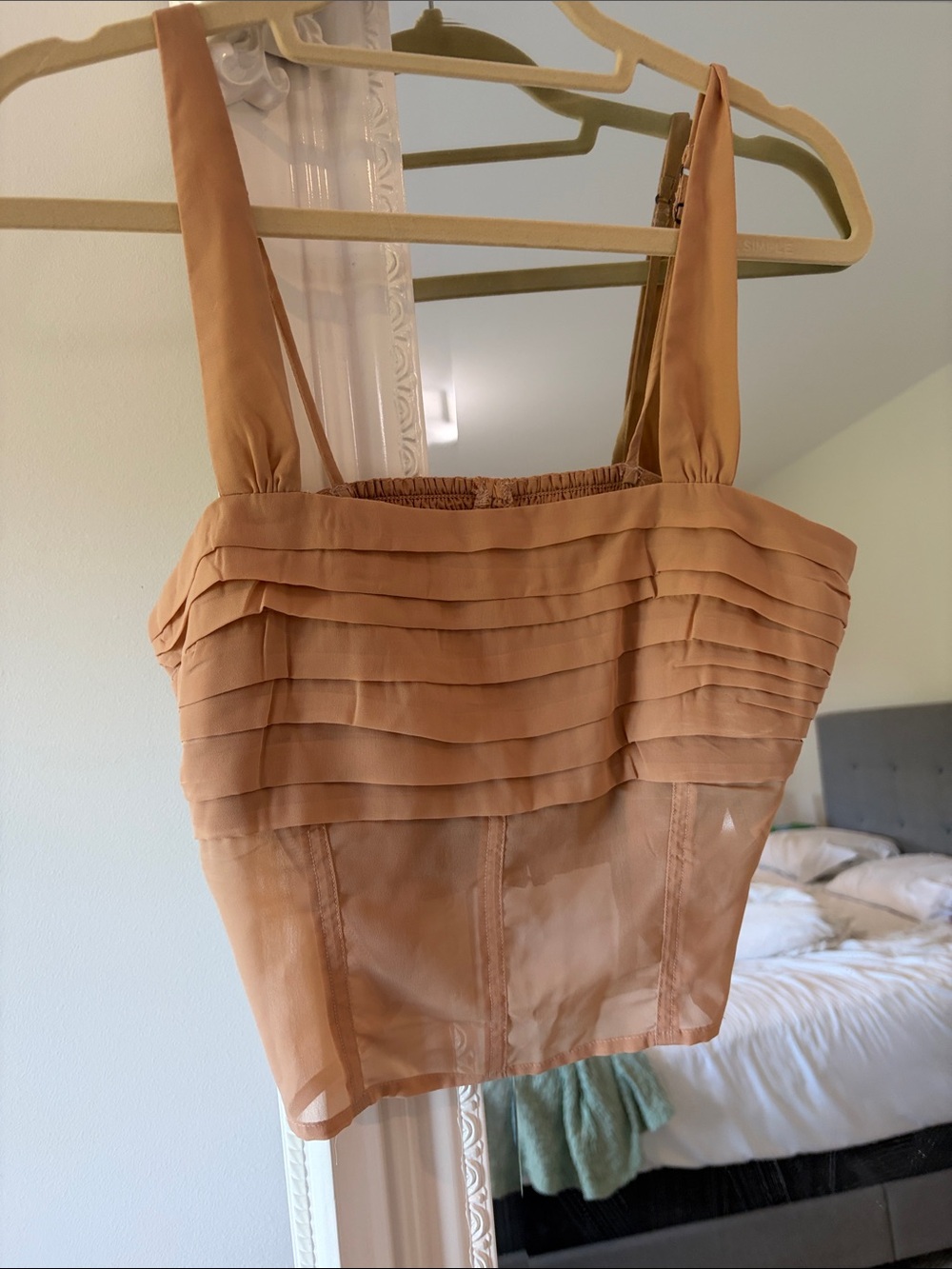 Abercrombie & Fitch Pleated Bustier Cami in Tan